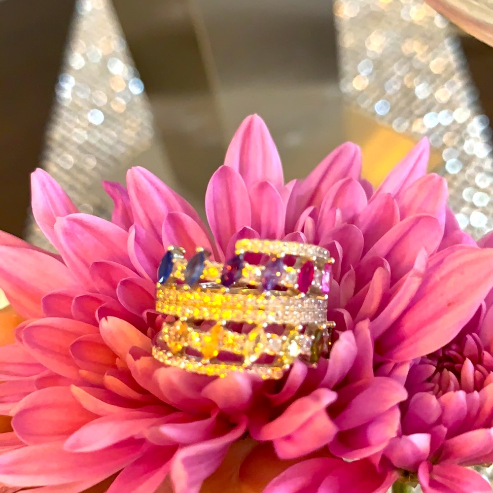 ❣️💍Sterling Silver Layered Ring with Swarovski🦋